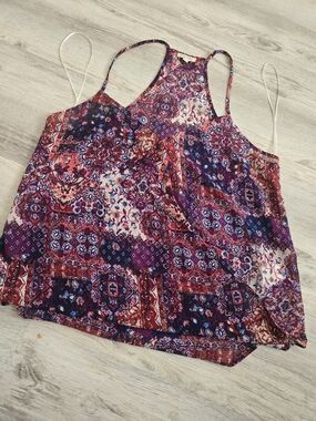 Lily White Purple Multi Boho Spaghetti Strap Tank
